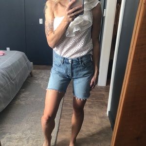 J. Crew Eyelet One Shoulder Ruffle